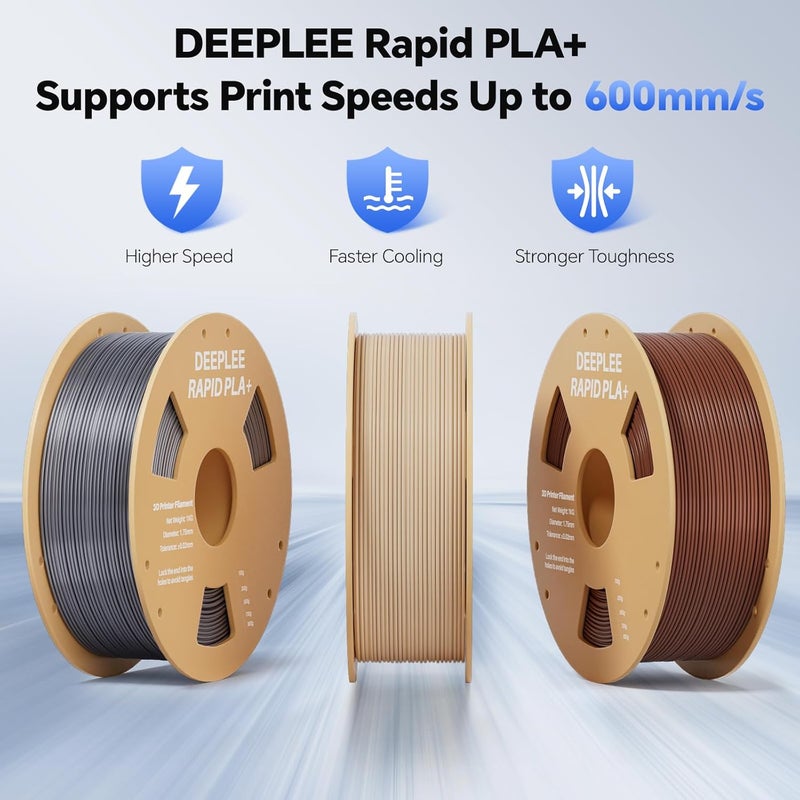 Deeplee Rapid PLA Plus Filament 1.75mm, High Speed 3D Printer Filament Up to 600mm/s, PLA+ Filament Dimensional Accuracy +/- 0.02 mm Fits Most FDM 3D Printer, Cardboard Spool 4 Pack 1kg White - Image 2
